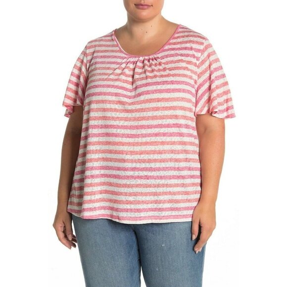 B Collection Emile Striped Scoop Neck Tee 2X NWOT - Picture 1 of 12